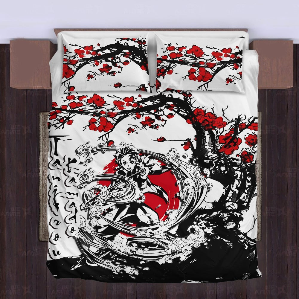 Demon Slayer Bedding Set Tanjirou Kamado Cherry Blossom Duvet Covers