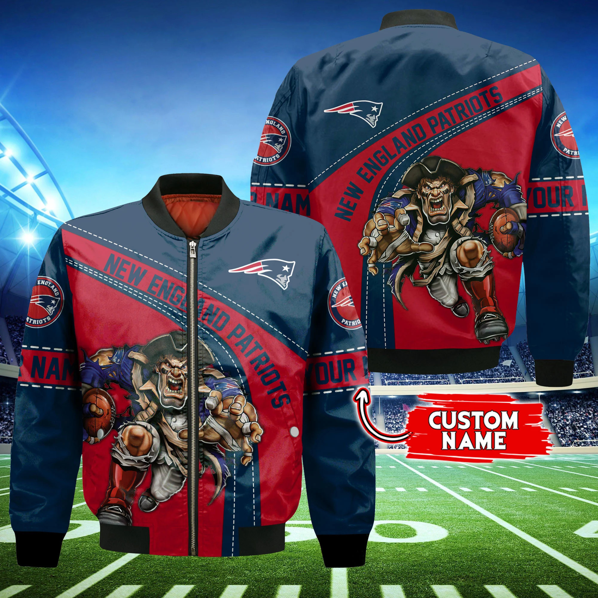 New England Patriots Personalized Thick Bomber Jacket CS129