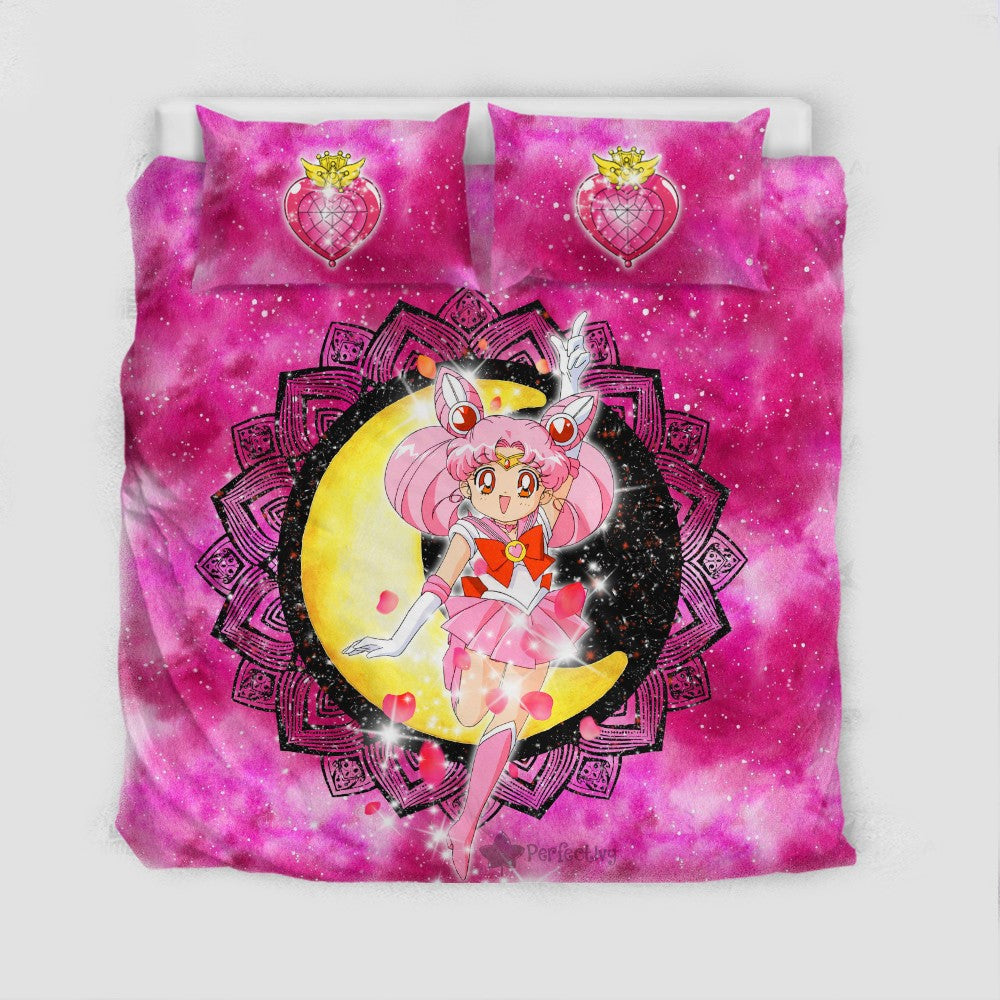 Sailor Moon Bedding Set Sailor Chibi Moon Henna Flower Pattern Duvet Covers