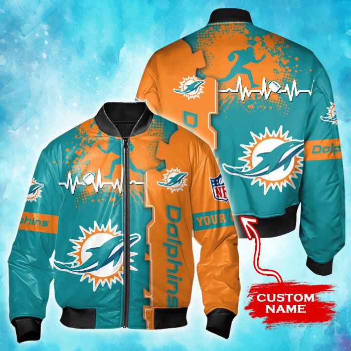 Miami Dolphins Personalized Thick Bomber Jacket CSBBT161