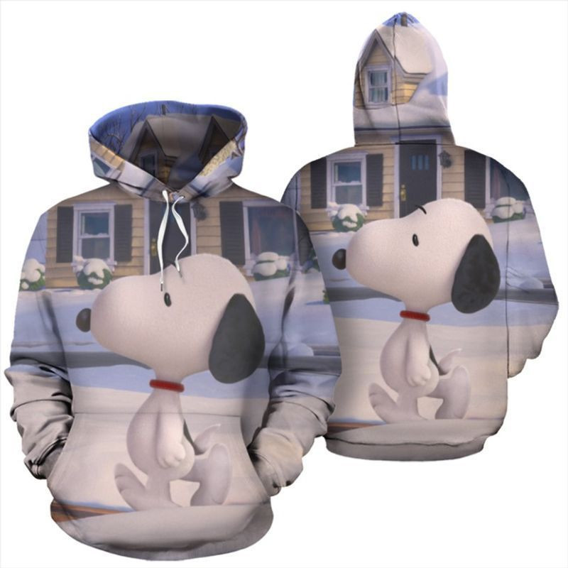 Snoopy Following Charlie Over Print 3d Hoodie Zip Hoodie