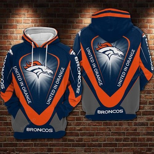 Denver Broncos Football United Orange 3D All Over Print Hoodie & Zip Hoodie