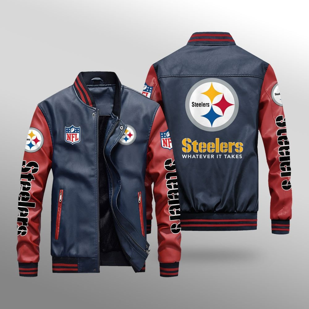 Pittsburgh Steelers Leather Bomber Jacket BG45
