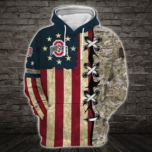 Ohio State Buckeyes Ncaa American Flag 3D All Over Print Hoodie & Zip Hoodie