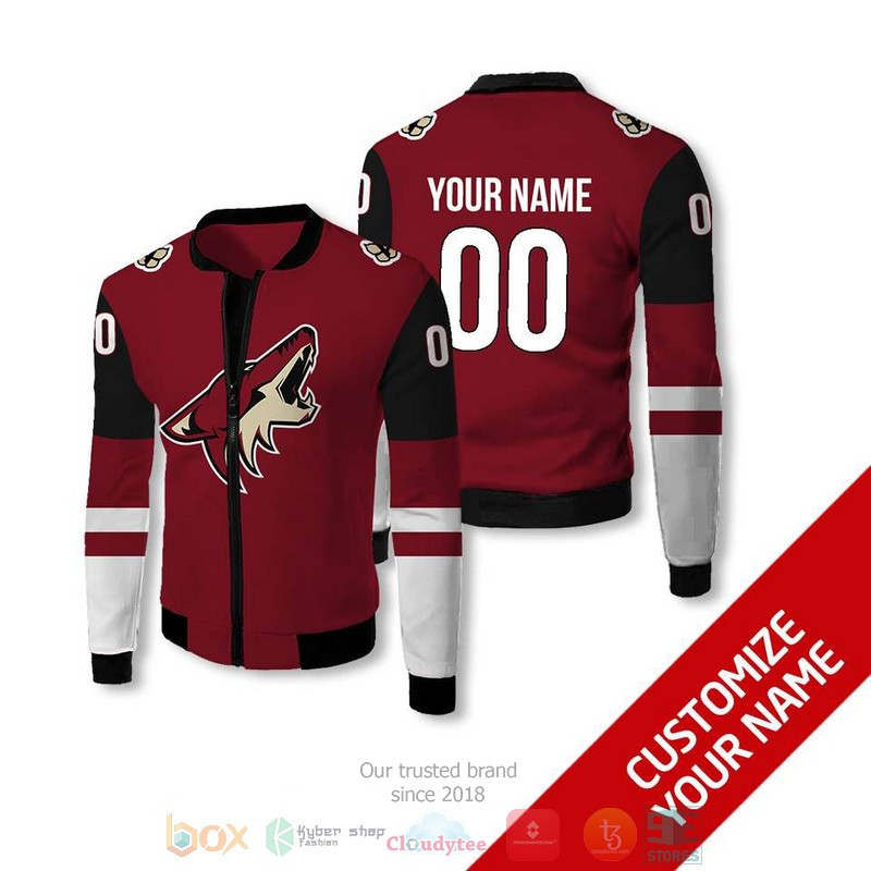 Arizona Coyotes Custom Name Number Dark Red Bomber Jacket