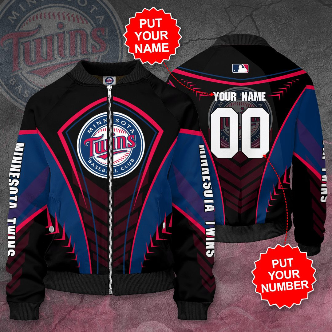 Minnesota Twins Custom Name Number Bomber Jacket V5
