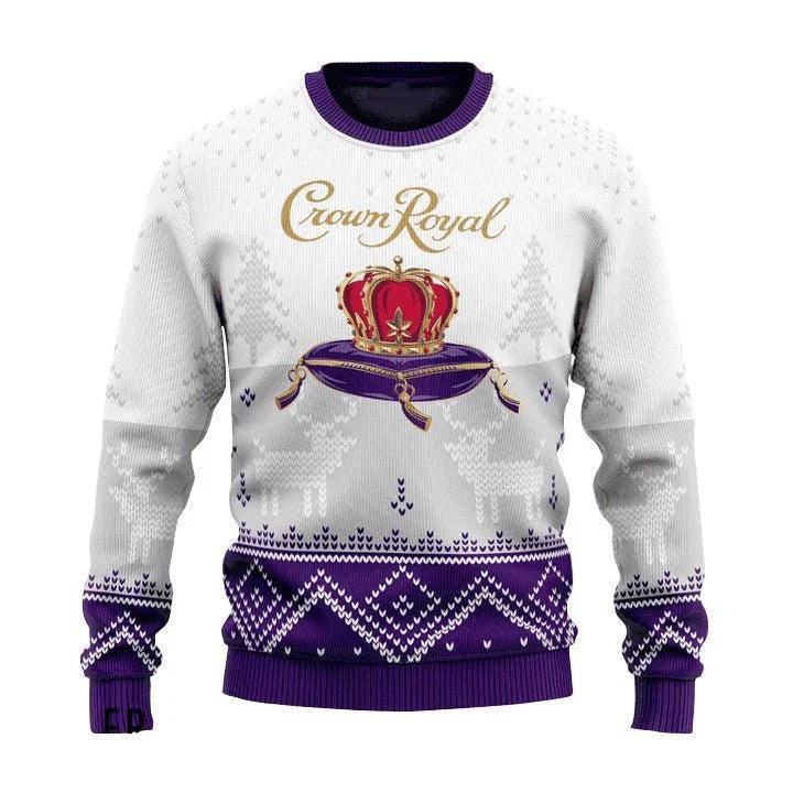 Personalized Crown Royal Winter Reindeer Ugly Christmas Sweater