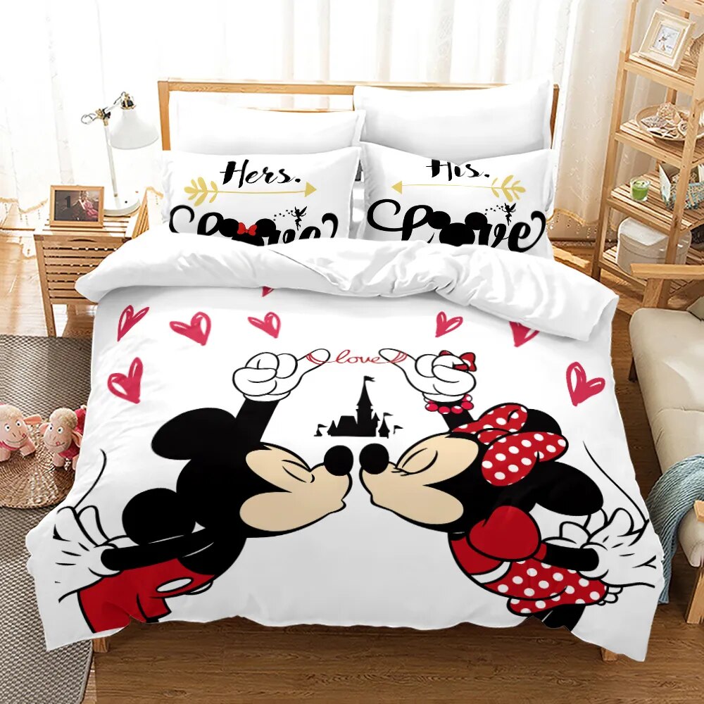 Minnie Bedding Set DN MM And Minnie Kissing His Hers Love Duvet Covers