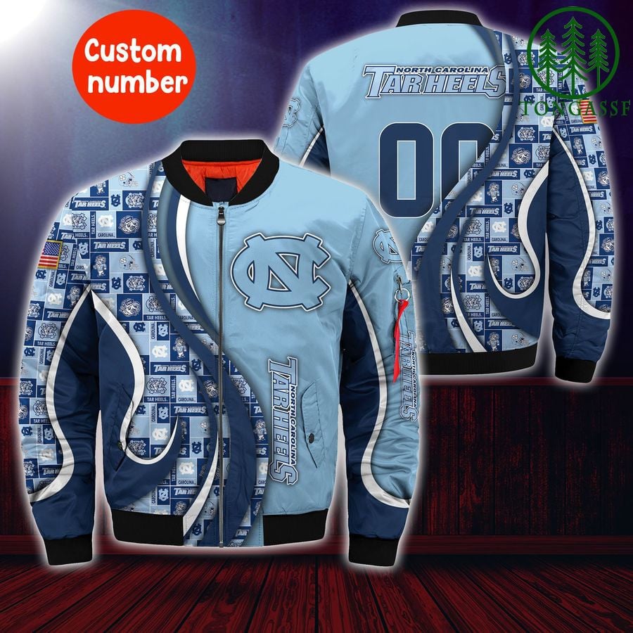 North Carolina Tar Heels Custom Number Blue Bomber Jacket