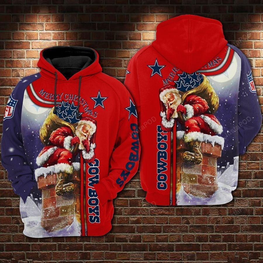 Cowboys Football Merry Christmas Red 3D All Over Print Hoodie & Zip Hoodie