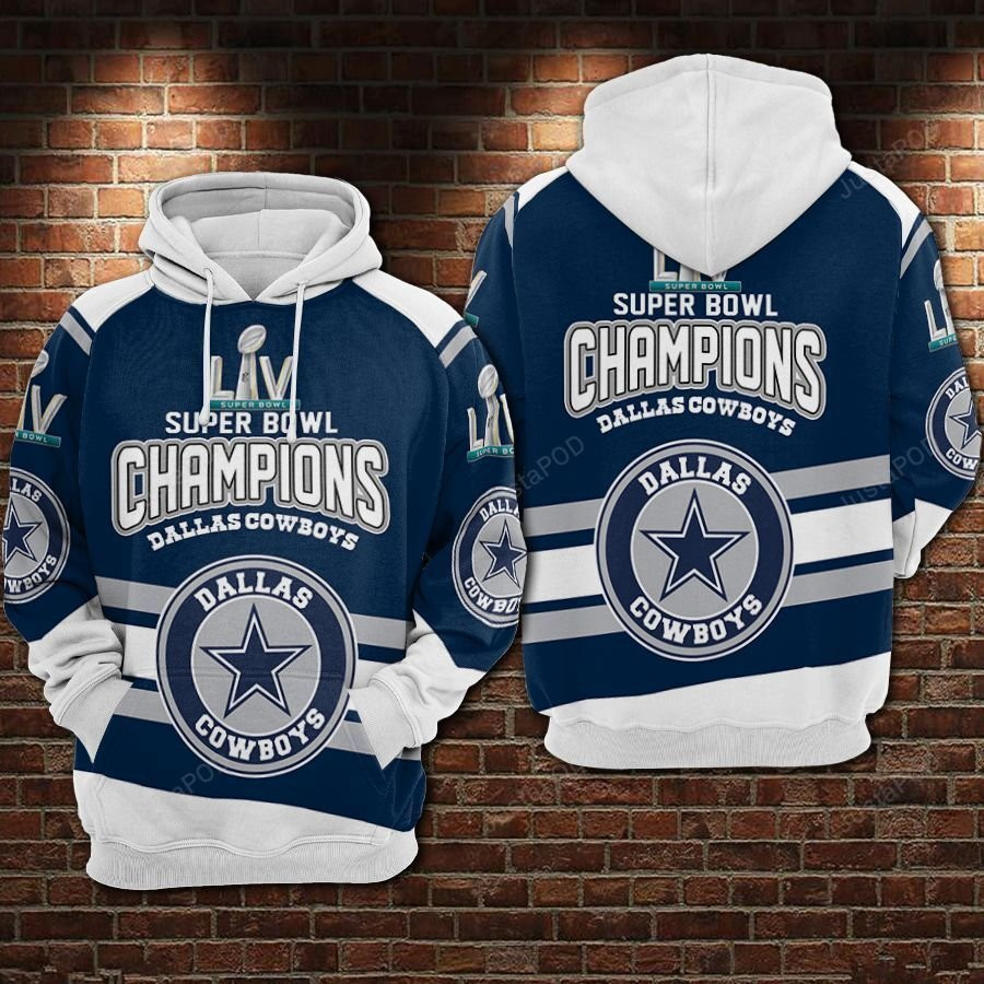 Cowboys Football Super Bowl Champion 3D All Over Print Hoodie & Zip Hoodie