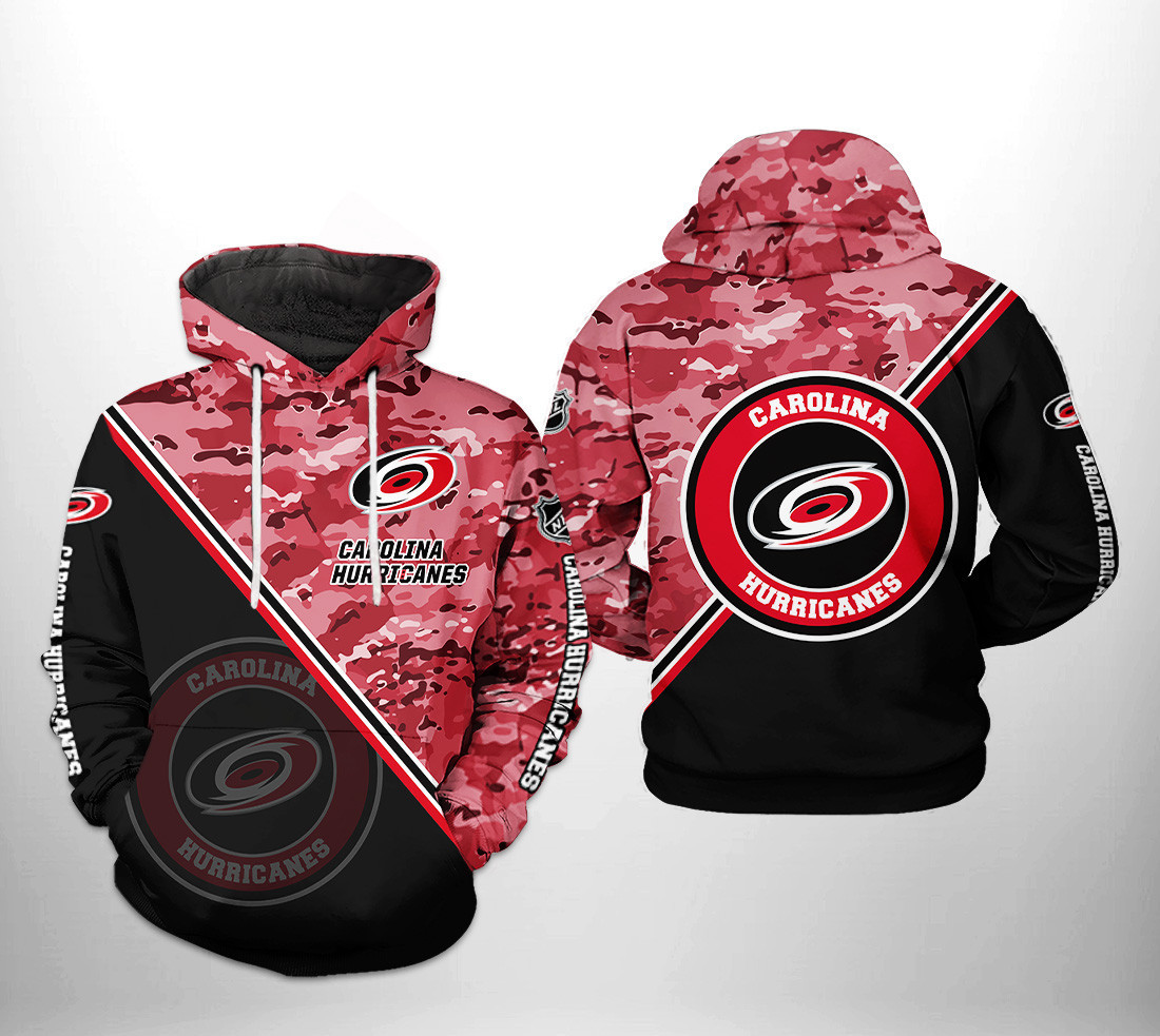 Carolina Hurricanes Camo Team 3D All Over Print Hoodie & Zip Hoodie