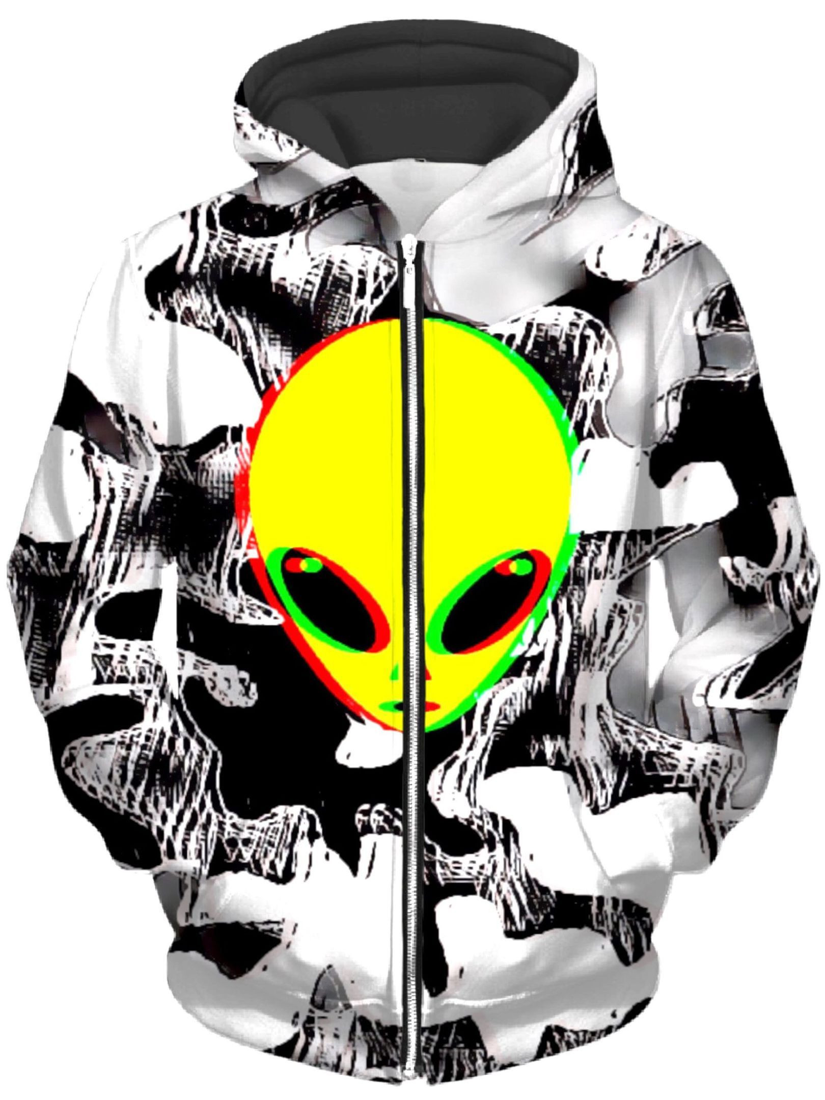 Trippy Alien Unisex Zip-Up 3D All Over Print Hoodie & Zip Hoodie