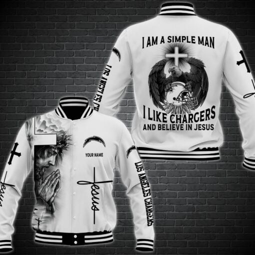 Los Angeles Chargers Personalized Baseball Jacket 74