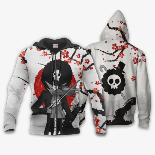 Brook Japan Cherry Blossoms One Piece Anime 1k678 Cartoon Graphic Outfits Aop 3d Hoodie, Zip Hoodie 297
