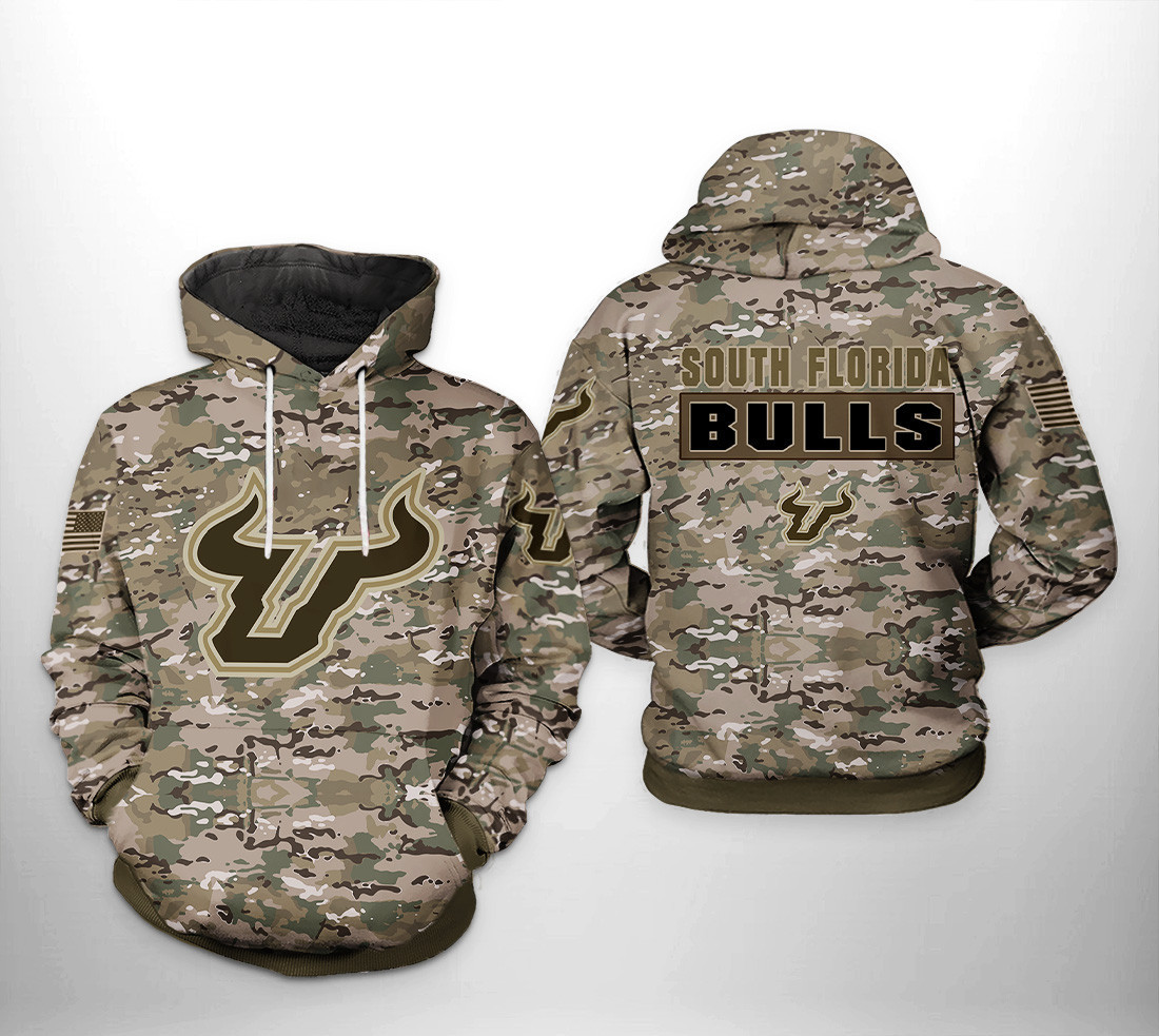South Florida Bulls Camo Veteran 3D All Over Print Hoodie & Zip Hoodie