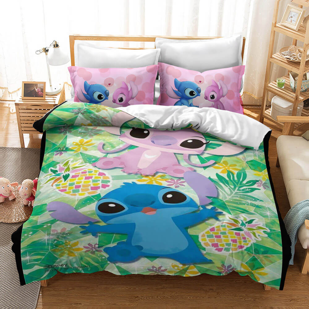 Stitch Bedding Set DN Angel And Stitch Pinesapples Pattern Duvet Covers