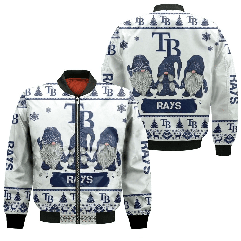 Tampa Bay Rays Gnomes Ugly Christmas Bomber Jacket