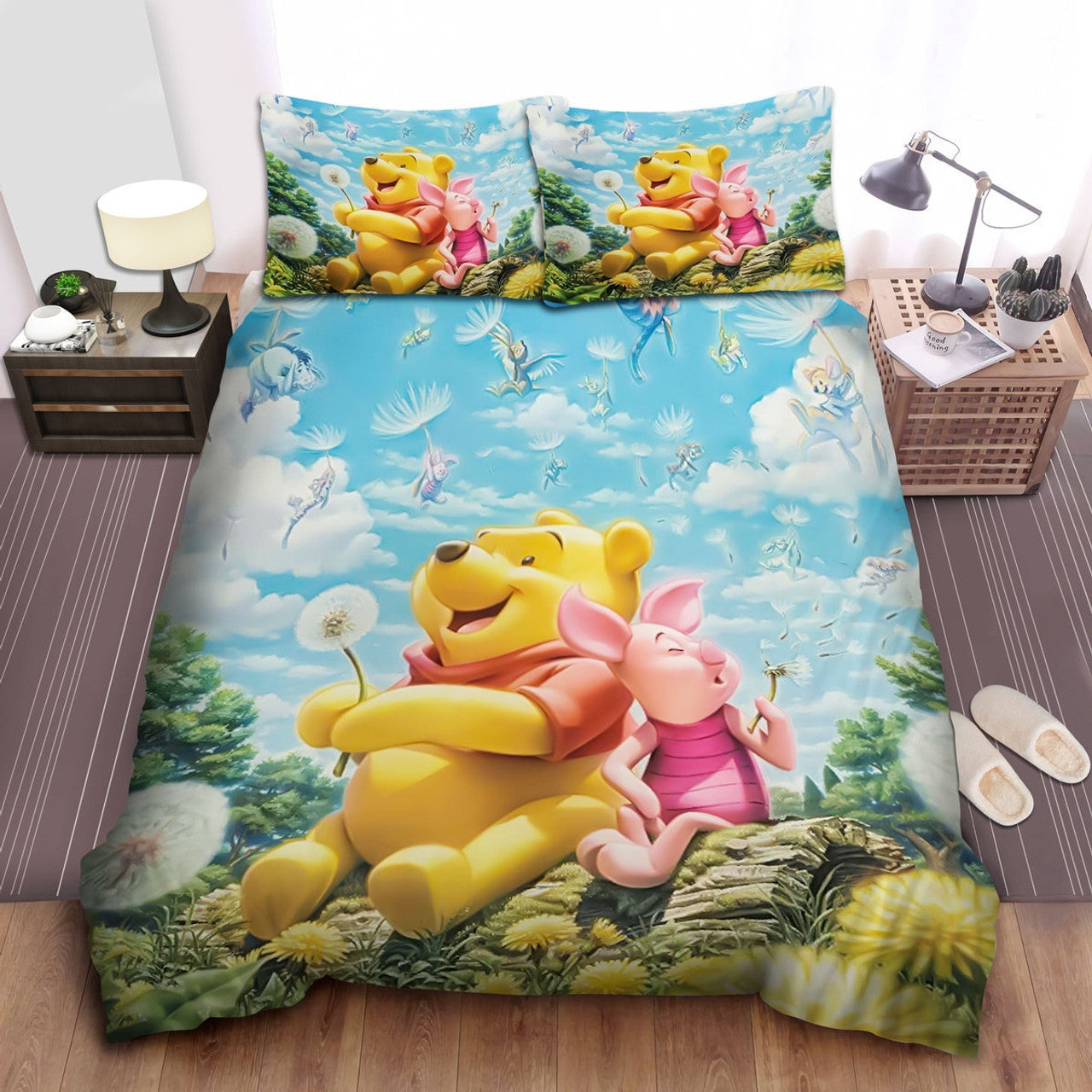 WTP Bedding Set DN Pooh And Piglet Blowing Dandelion Duvet Covers
