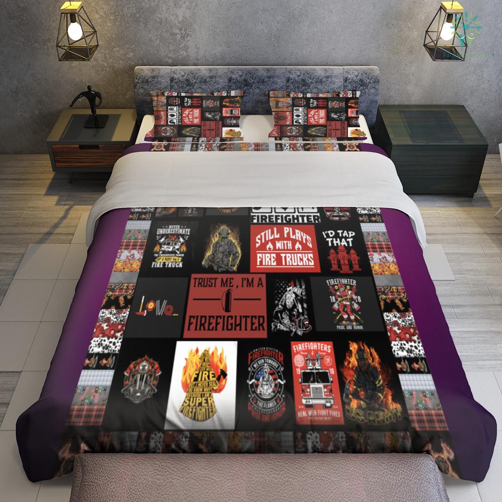 Firefighter Bedding Set Firefighters Still Plays With Fire Truck Duvet Covers Black
