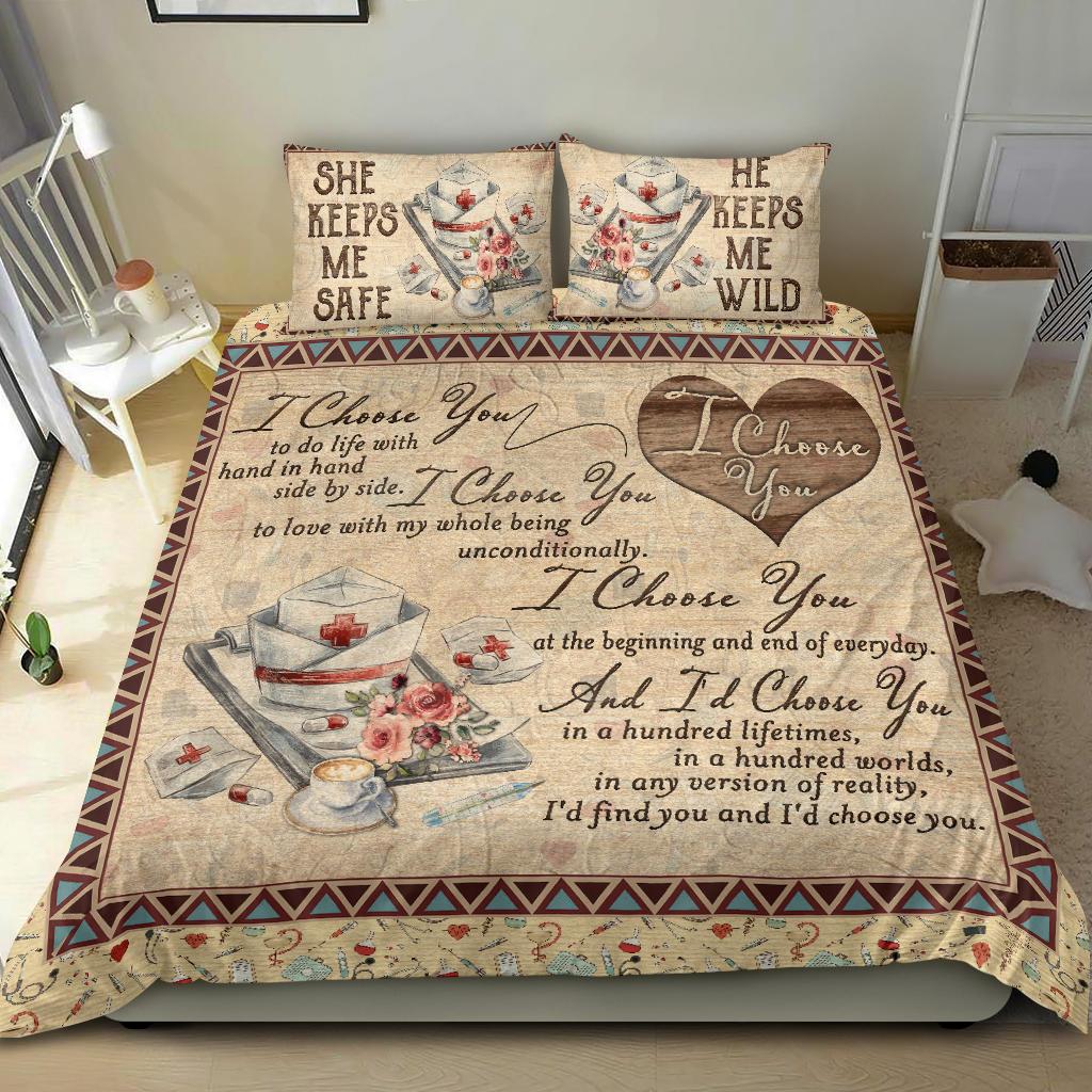 Nurse Bedding Set Nurse I Choose You She Keeps Me Safe Duvet Covers