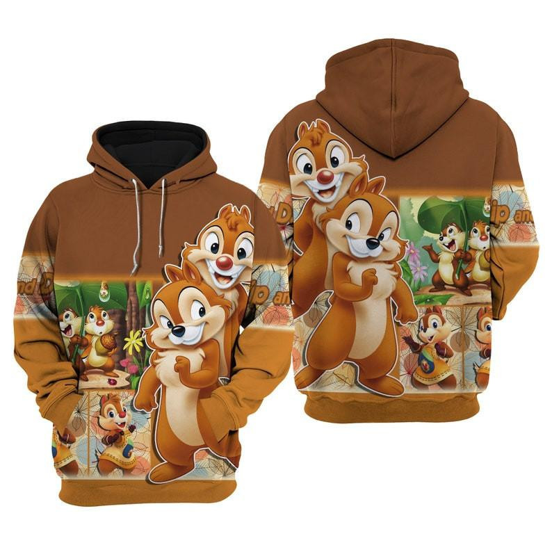 Chip 'n' Dale Chipmunks Disney, Cartoon All Over Print Hoodie, Zip Hoodie