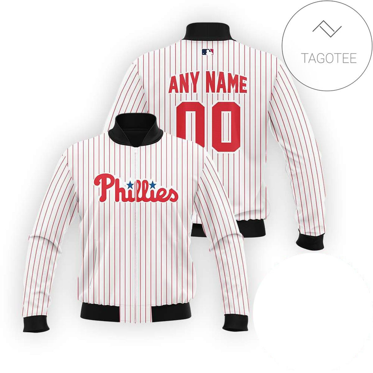 Philadelphia Phillies Custom Name Number White Bomber Jacket