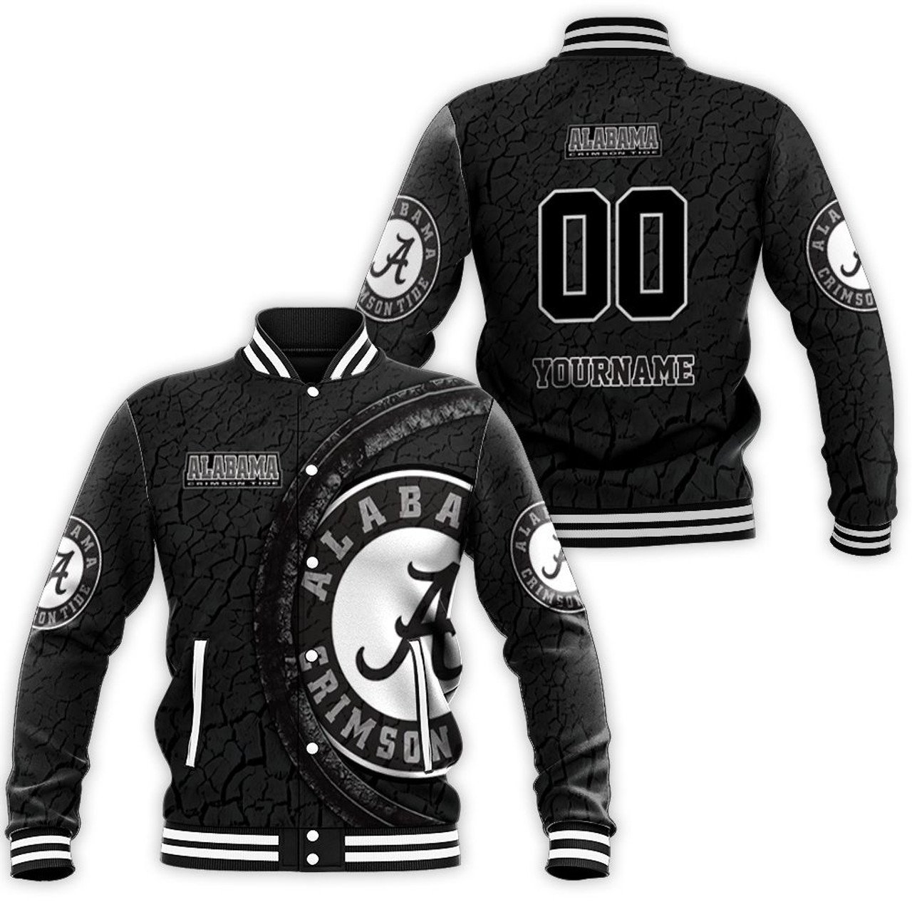 Alabama Crimson Tide Custom Name Number Baseball Jacket V8