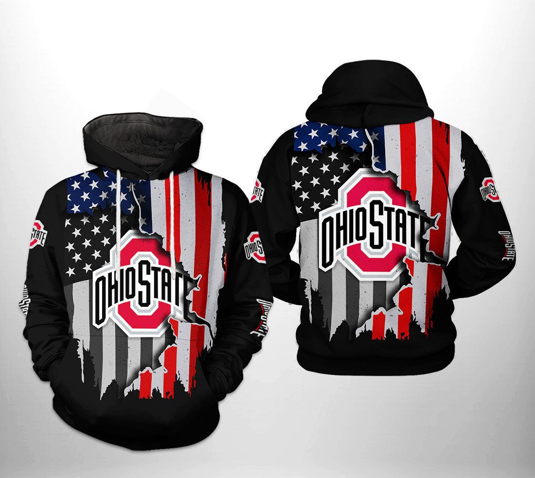 Ohio State Buckeyes US Flag 3D All Over Print Hoodie & Zip Hoodie