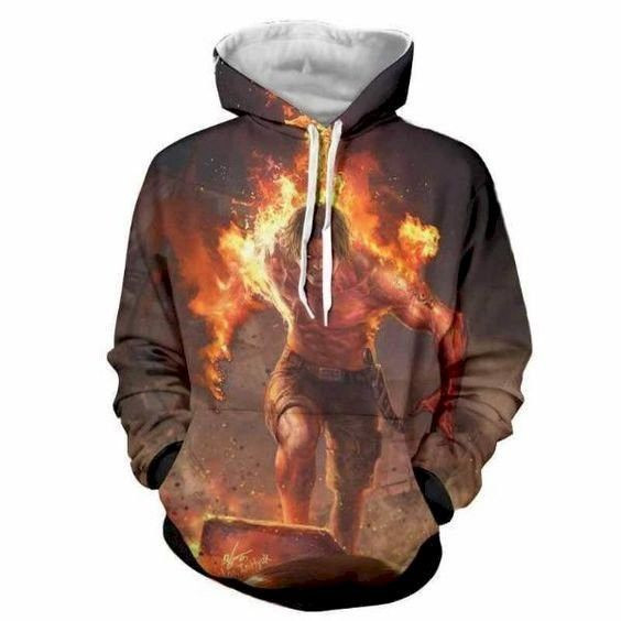 Anime One Piece Ace On Fire 3D All Over Print Hoodie & Zip Hoodie