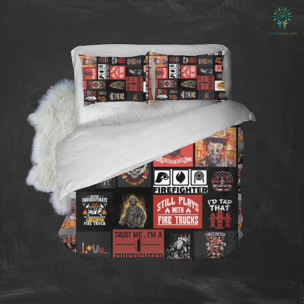 Firefighter Bedding Set Firefighters Still Plays With Fire Truck Duvet Covers Black