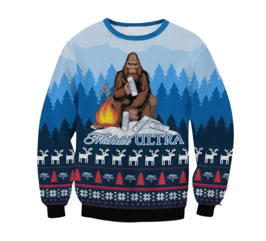 Michelob Ultra Christmas Bigfoot Ugly Christmas Sweater