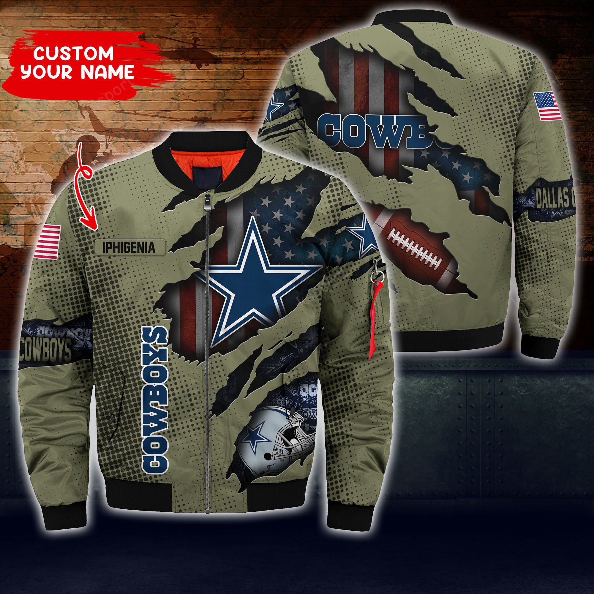 Cowboys Personalized Thick Bomber Jacket CS48