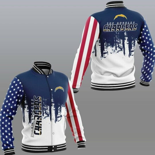 Los Angeles Chargers Blue White Baseball Jacket V4