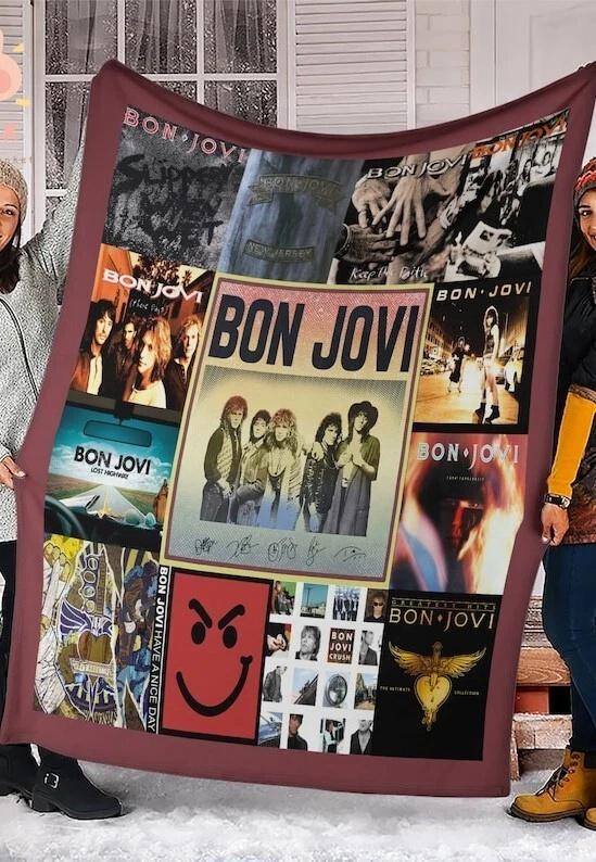 Bon Jovi Rock Fleece Sherpa Blanket