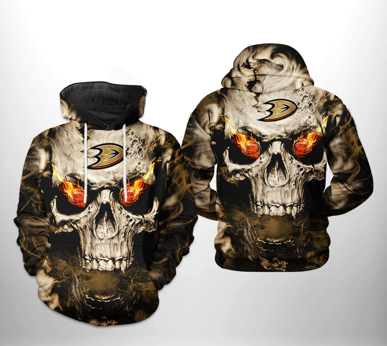 Anaheim Ducks Skull 3D All Over Print Hoodie & Zip Hoodie