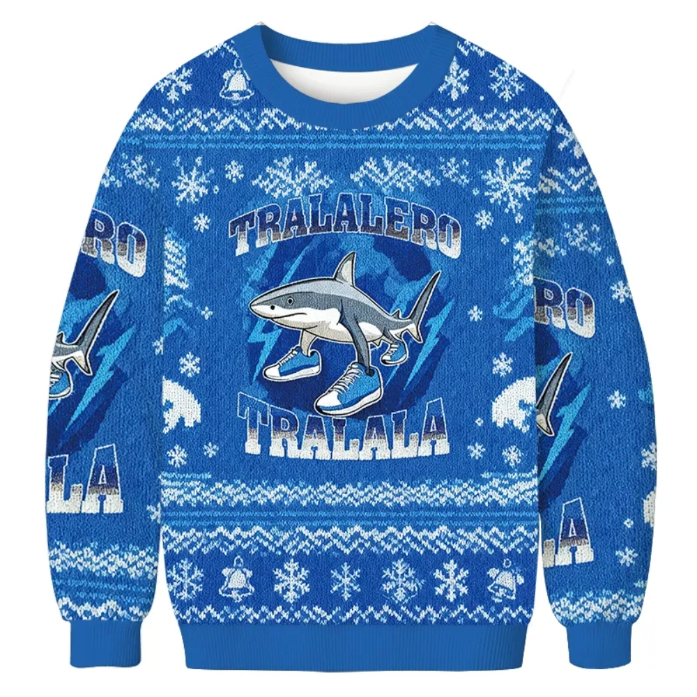 Tralalero Tralala Funny Shark Meme 2025 Christmas Ugly Sweater
