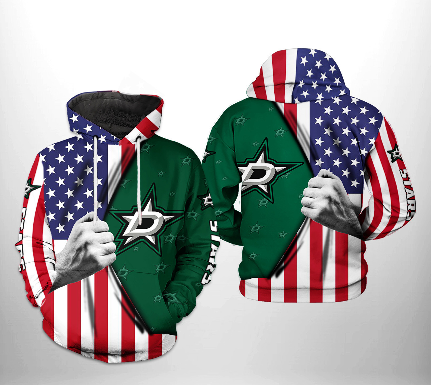 Dallas Stars US FLag 3D All Over Print Hoodie & Zip Hoodie