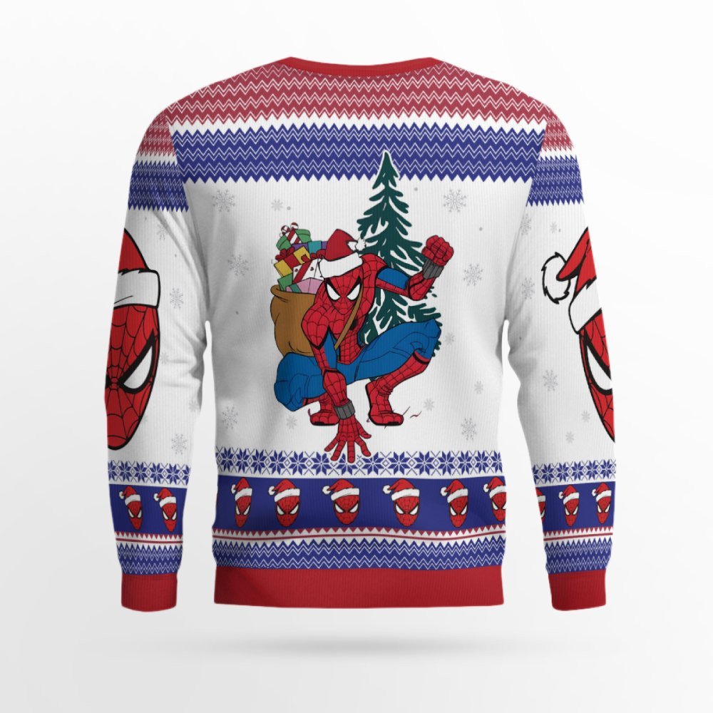 Meme Spiderman Santa Hat Ugly Christmas Sweater