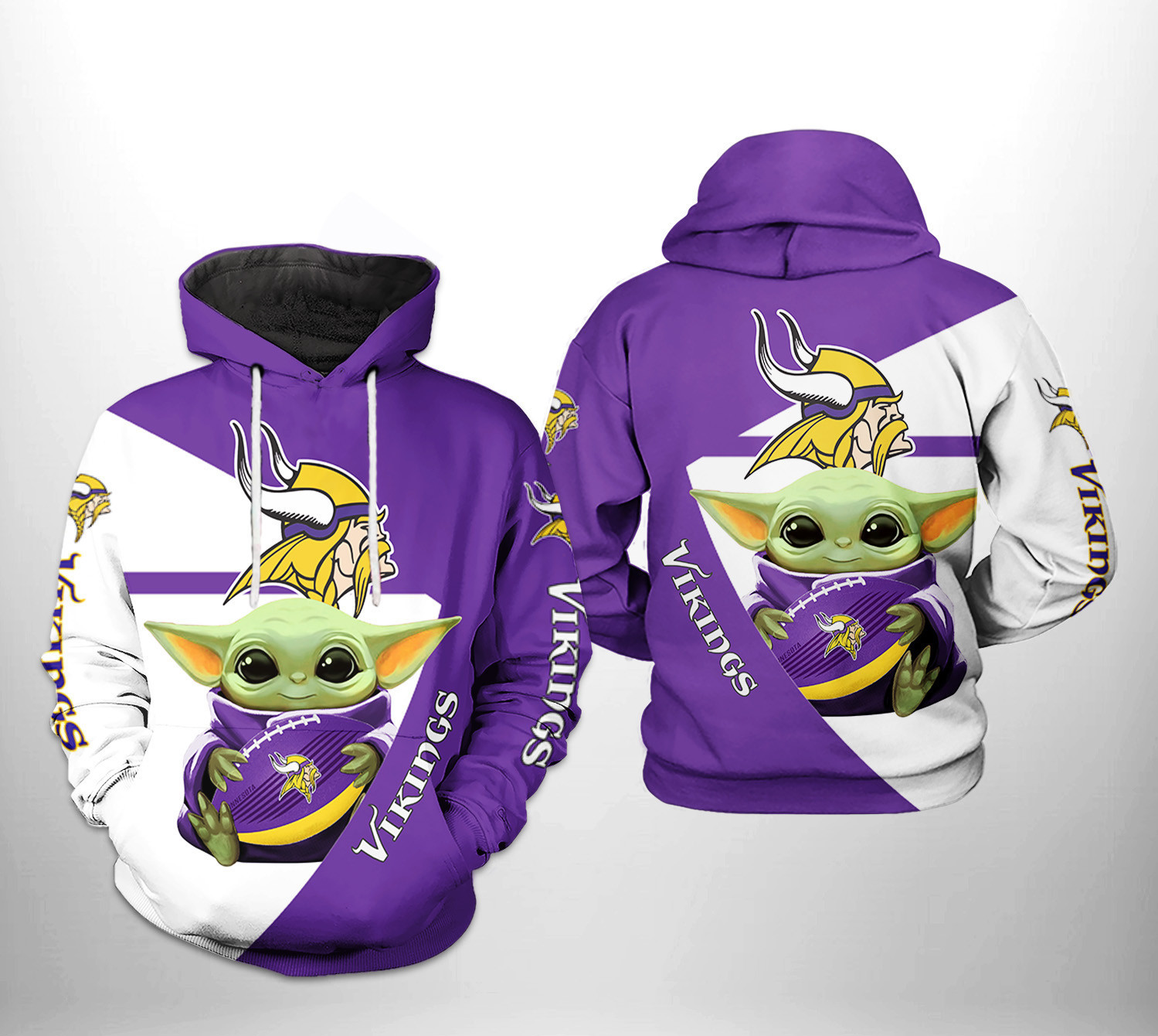 Minnesota Vikings Baby Yoda Team 3D All Over Print Hoodie & Zip Hoodie