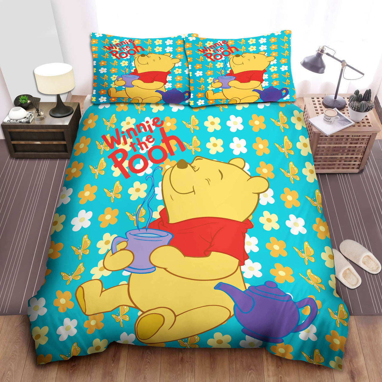 WTP Bedding Set DN Pooh Butterflies And Flowers Duvet Covers