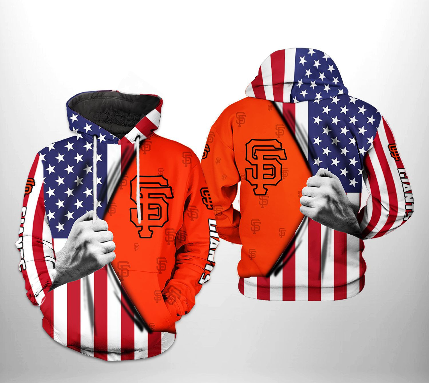 San Francisco Giants MLB US Flag 3D All Over Print Hoodie & Zip Hoodie