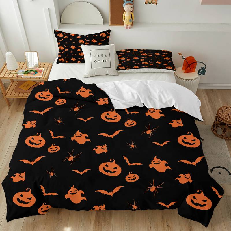 Halloween Bedding Set Pumpkin Ghost Bat Spider Duvet Covers