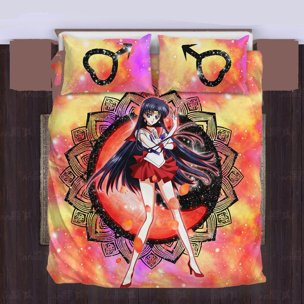 Sailor Moon Bedding Set Sailor Mars Henna Flower Pattern Duvet Covers