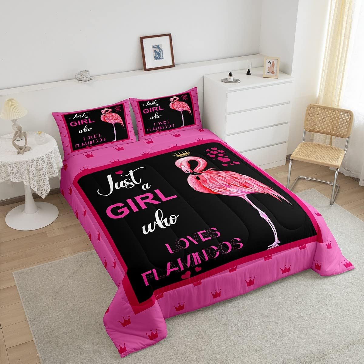 Flamingo Bedding Set Just A Girl Who Loves Flamingos Duvet Covers Black