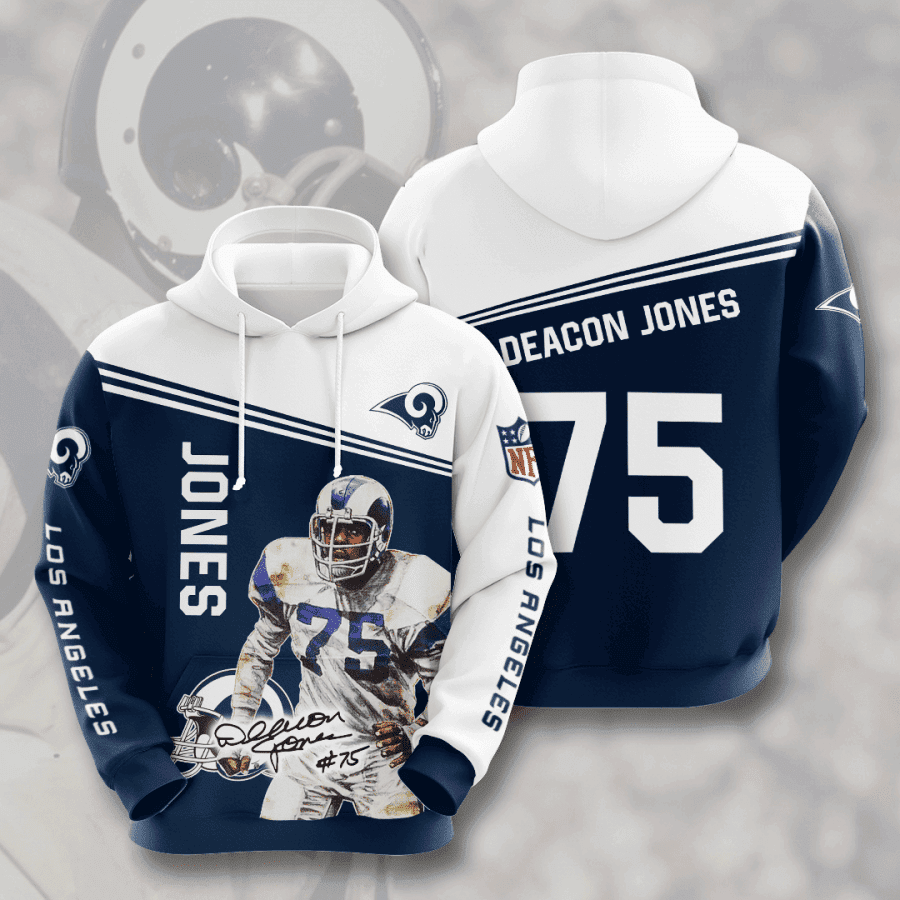 Los Angeles Rams Deacon Jones 75 3D All Over Print Hoodie & Zip Hoodie