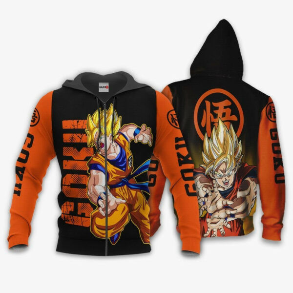 Goku Super Saiyan Dragon Ball Z Anime 1k362 Cartoon Graphic Outfits Aop 3d Hoodie, Zip Hoodie 863