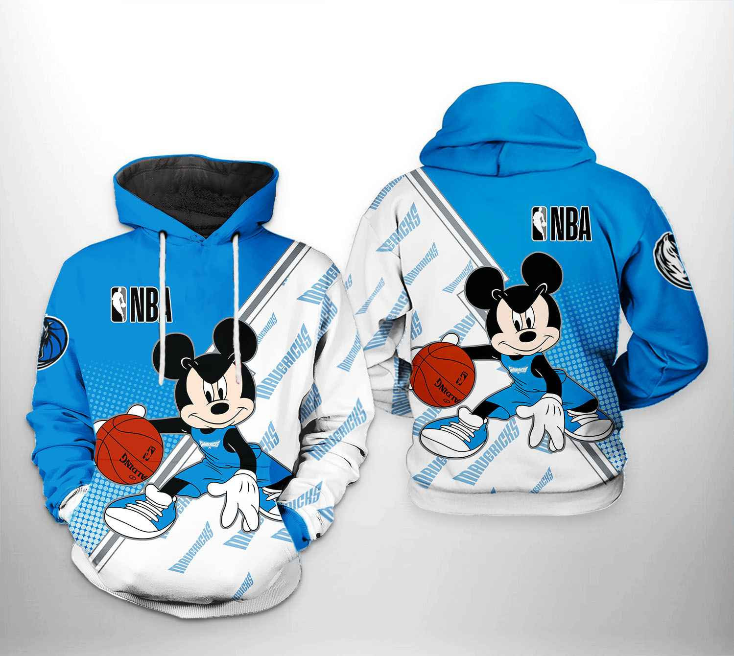 Dallas Mavericks Mickey 3D All Over Print Hoodie & Zip Hoodie