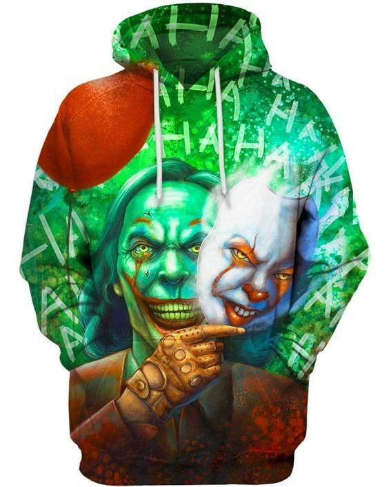 Joker Pennywise Horror Halloween 3D All Over Print Hoodie & Zip Hoodie