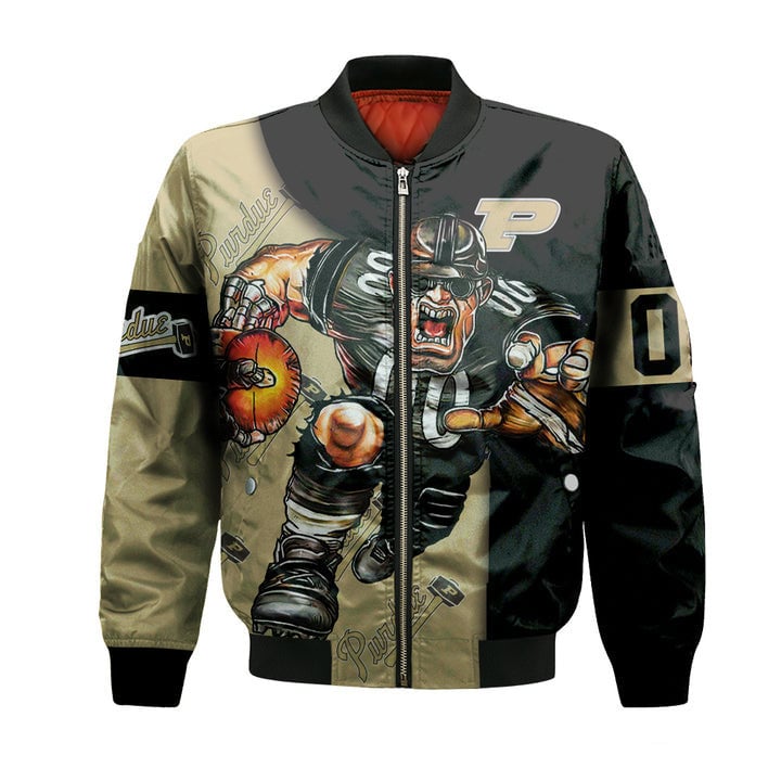 Purdue Boilermakers Custom Number Gold Black Bomber Jacket